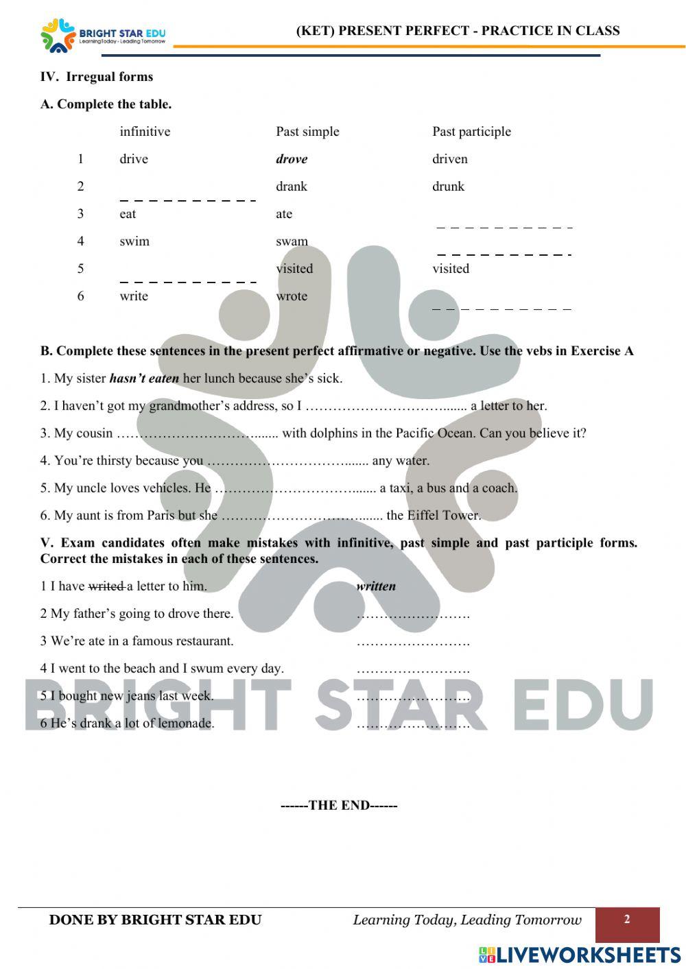 (CLC) Present Perfect - practice in class