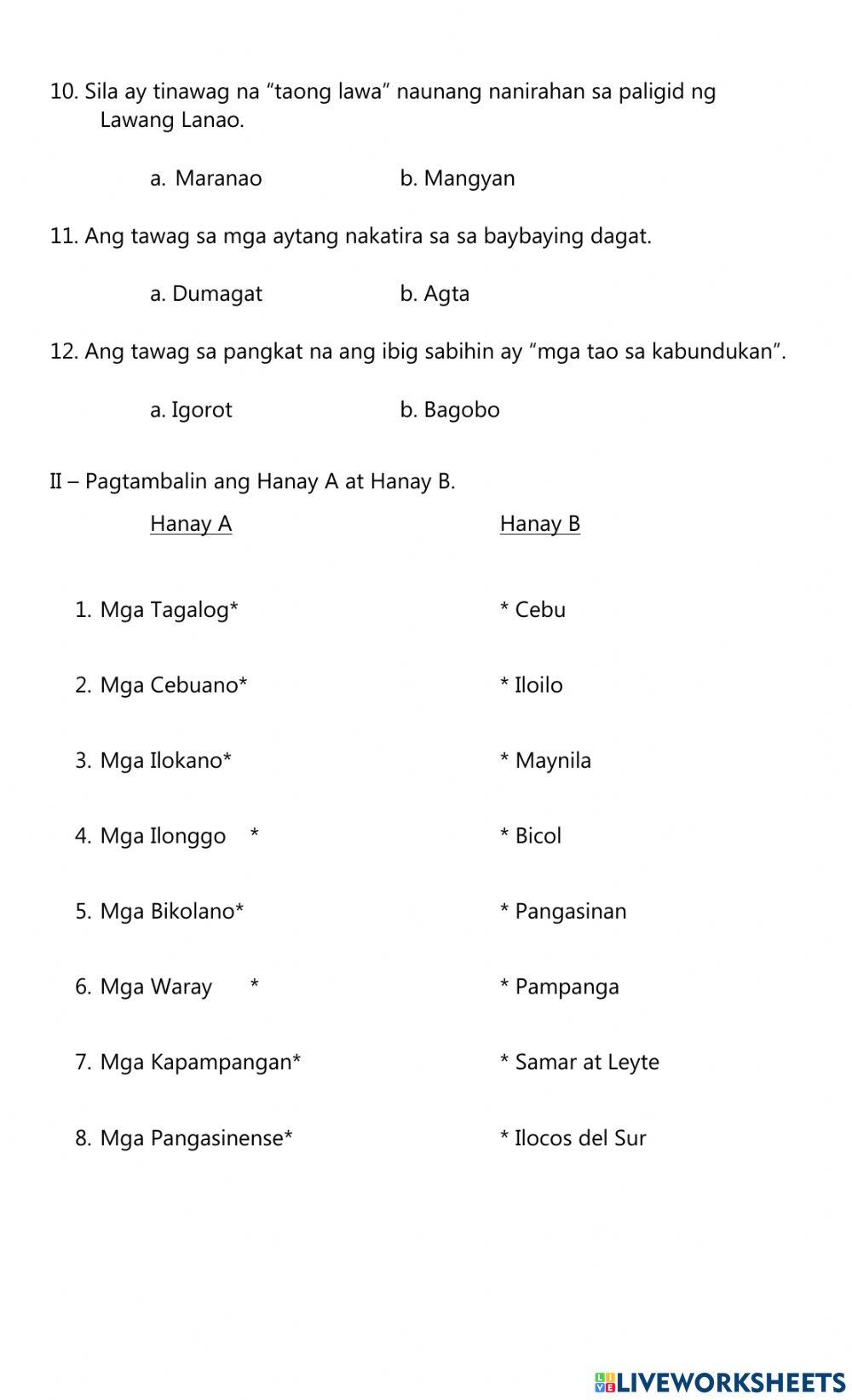 Mga pangkat ng tao sa pilipinas