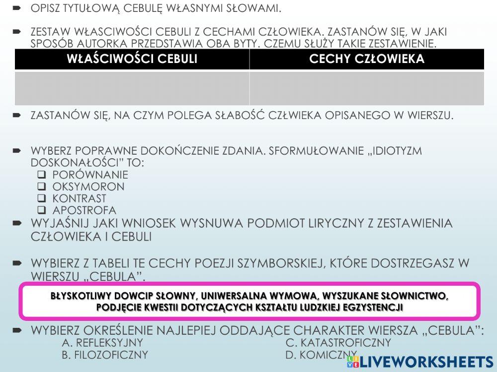 Wisława Szymborska -Cebula- i -Terrorysta on patrzy-