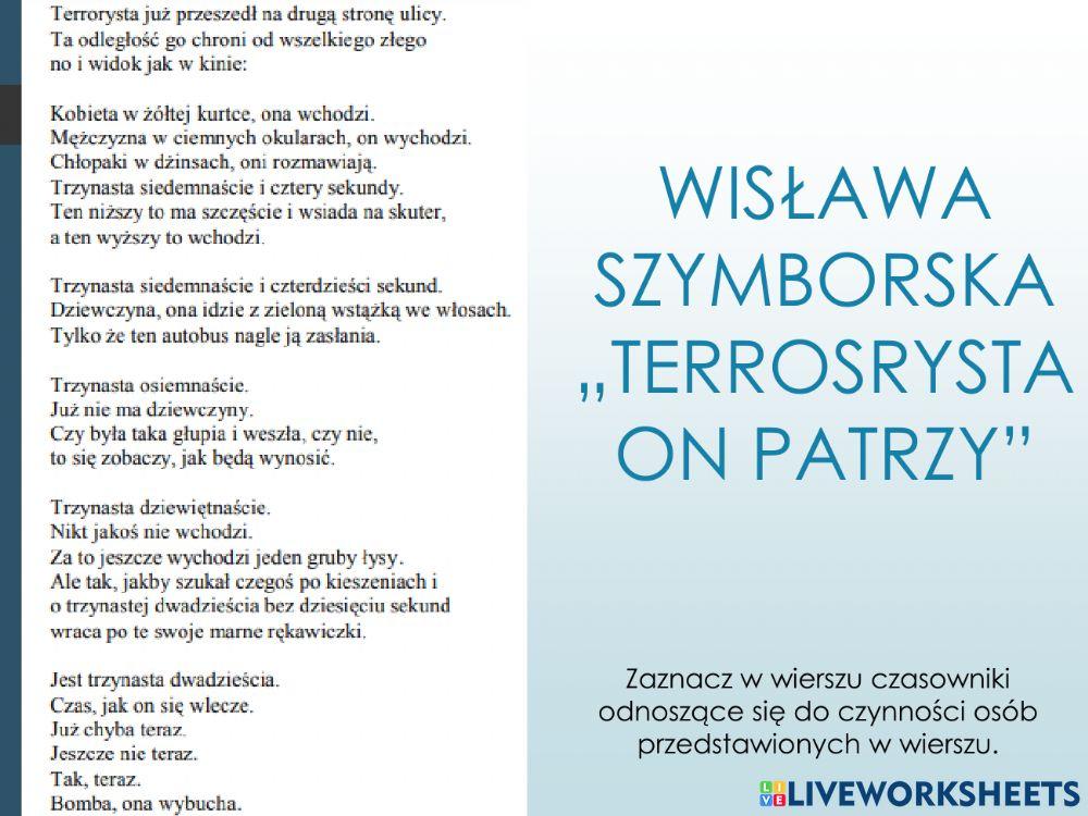 Wisława Szymborska -Cebula- i -Terrorysta on patrzy-