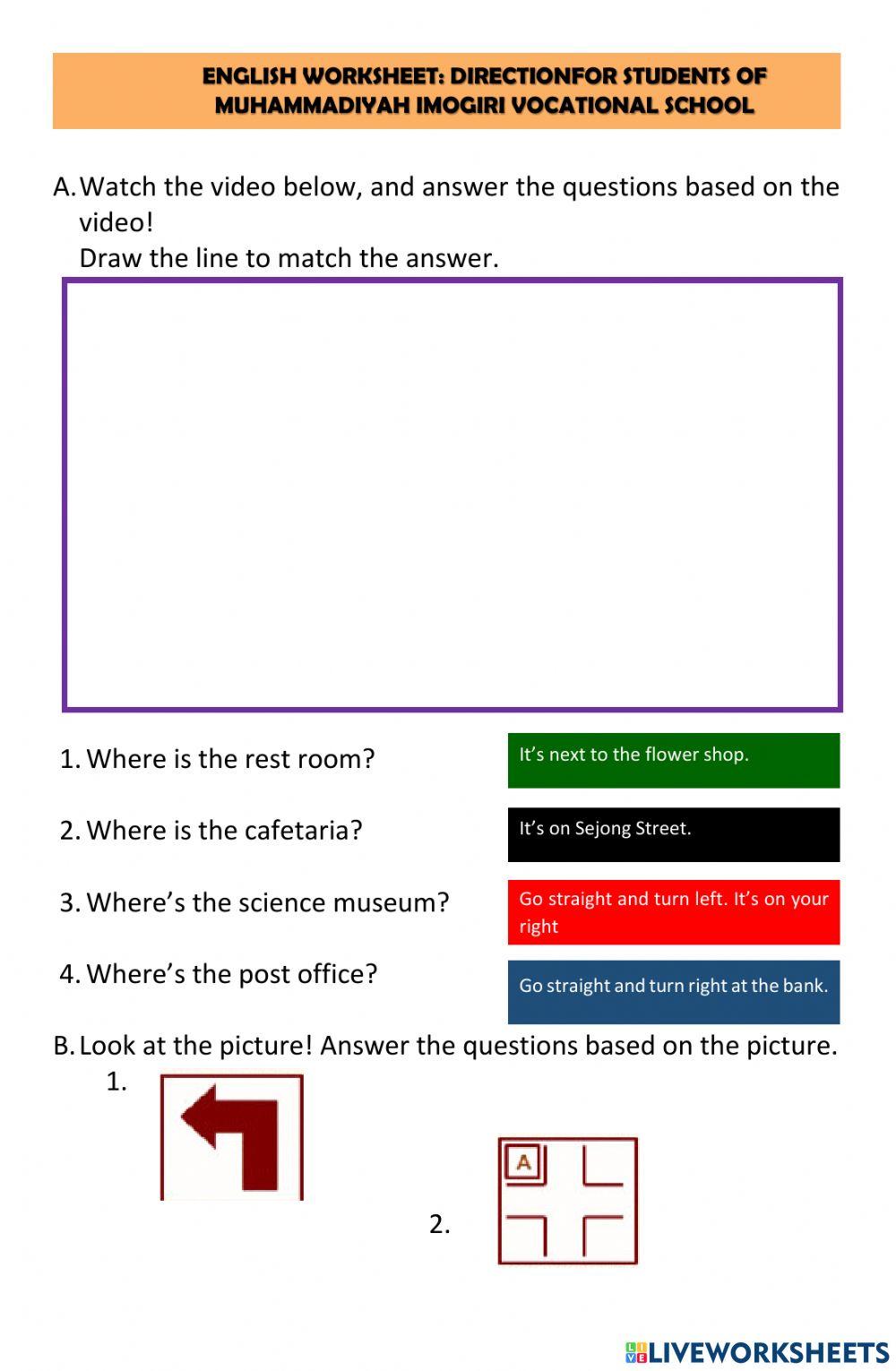 English Worksheet: DIRECTION