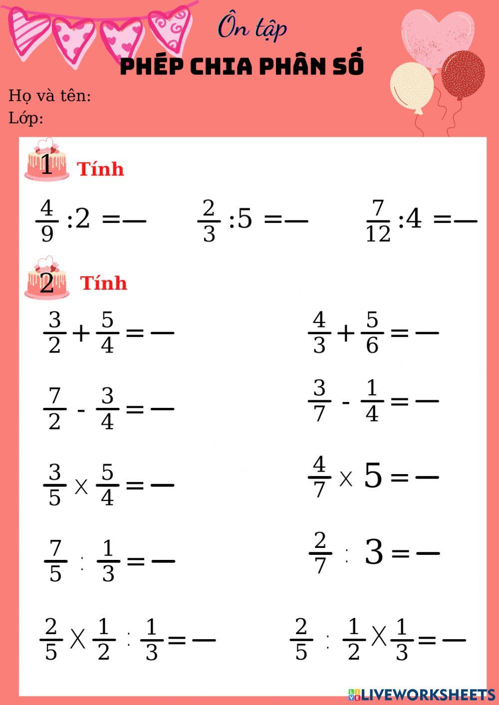 Phép chia phân số