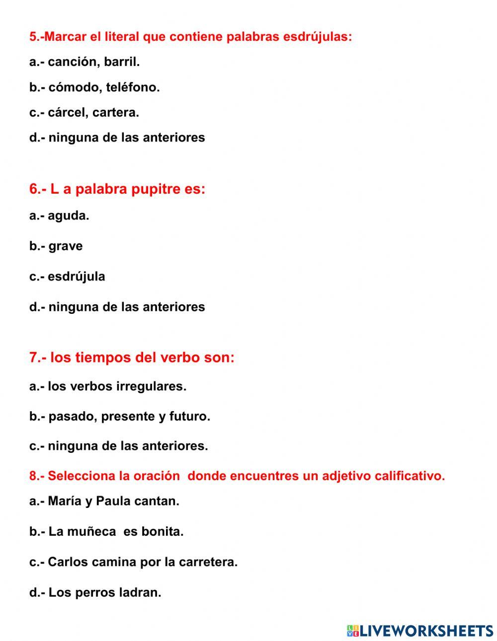 Examen de lengua y literatura