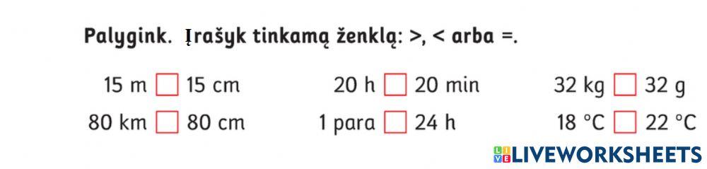 Matinių skaičių palyginimas