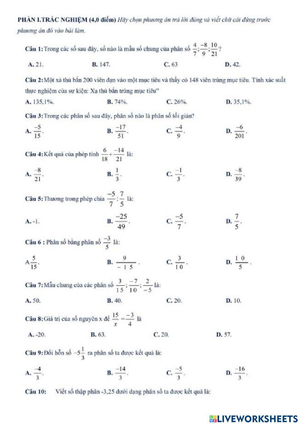 Giữa HK2 Toán 6 cánh diều