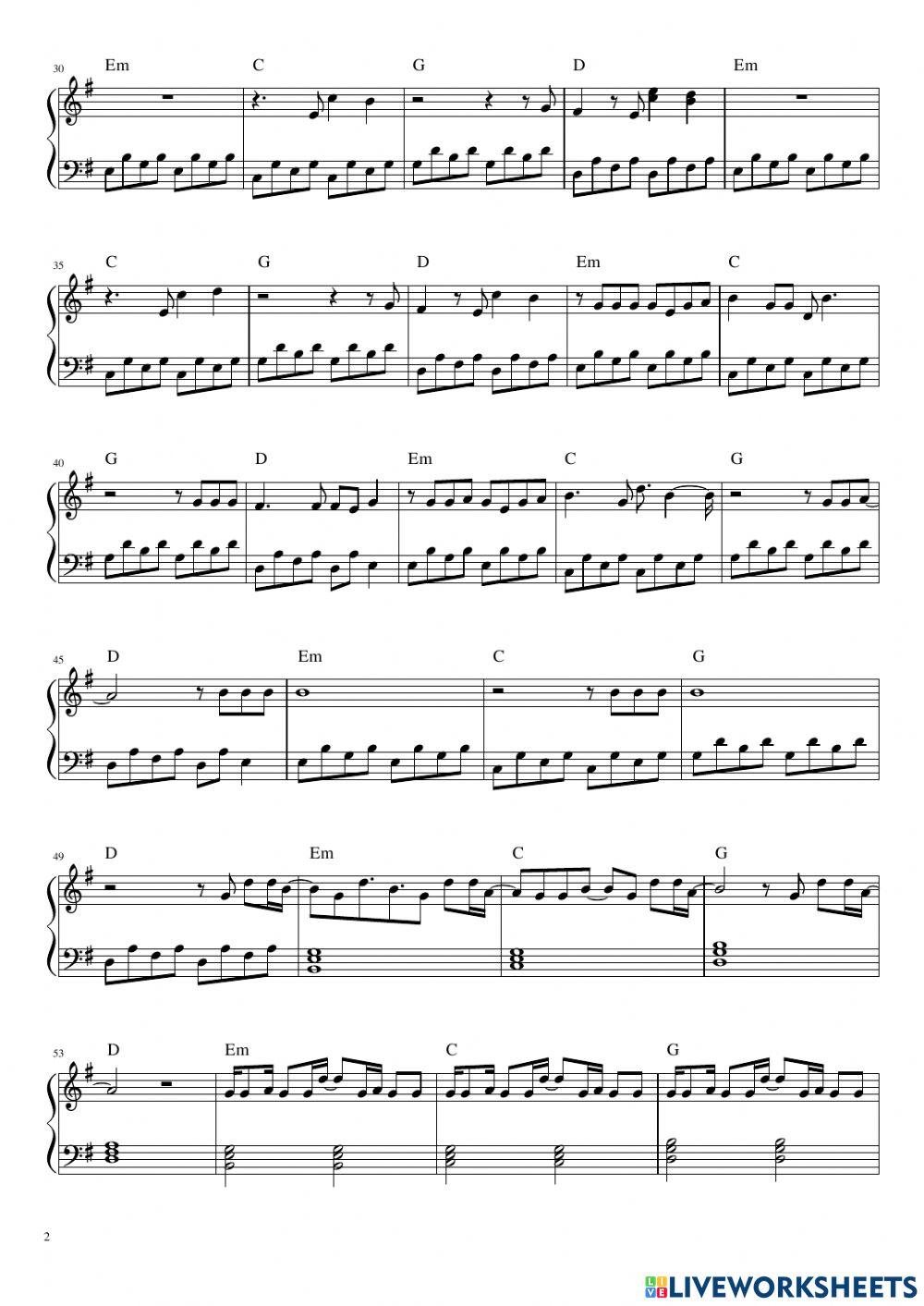 Faded full piano score