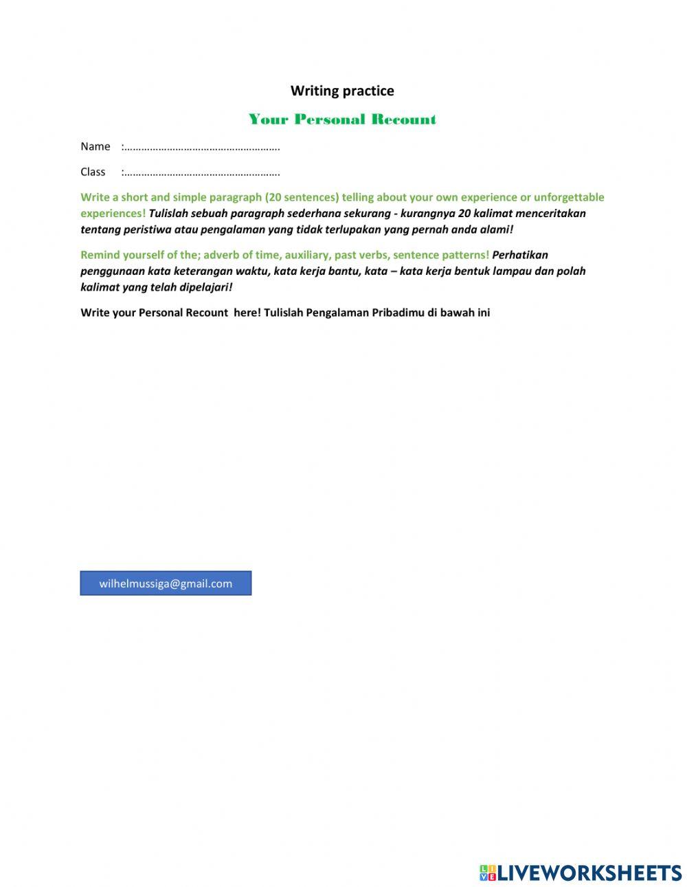 Student Personal Recount