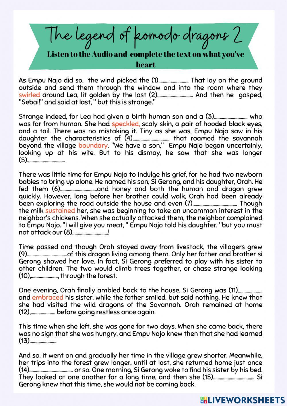 Narrative text listening and reading