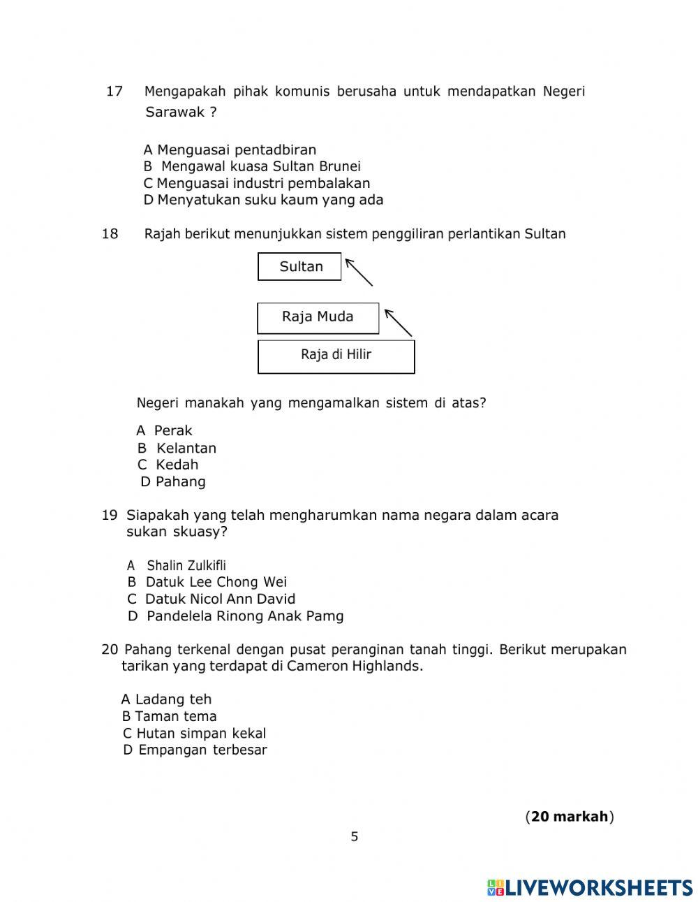 Pentaksiran setara standard sejarah tahun 6 Pentaksiran setara standard sejarah tahun 6