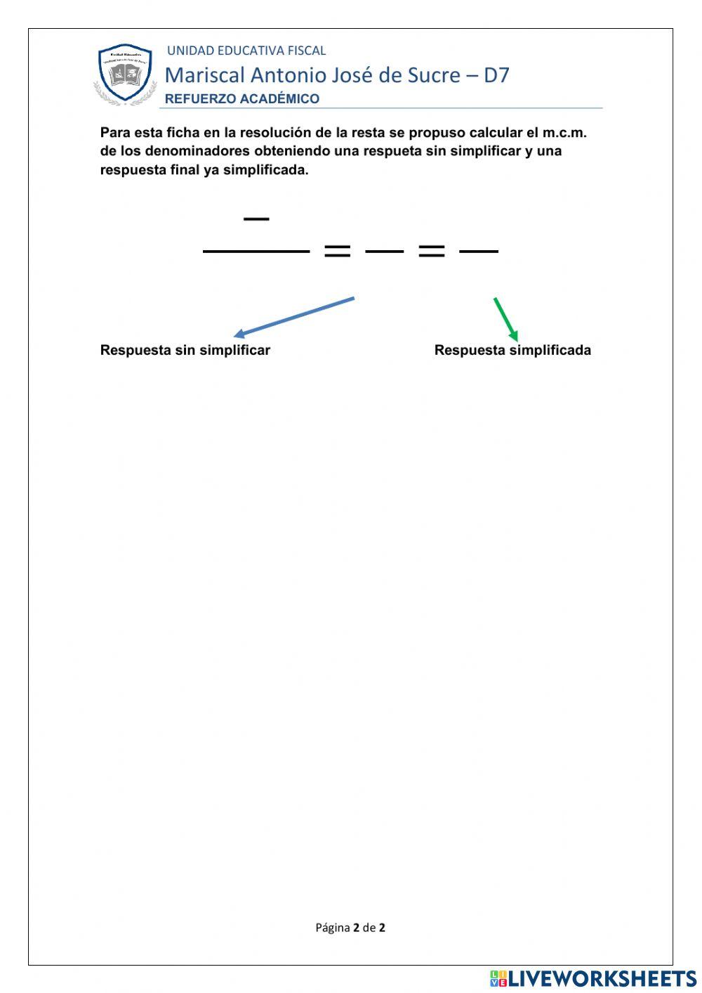 Operaciones combinadas con fracciones