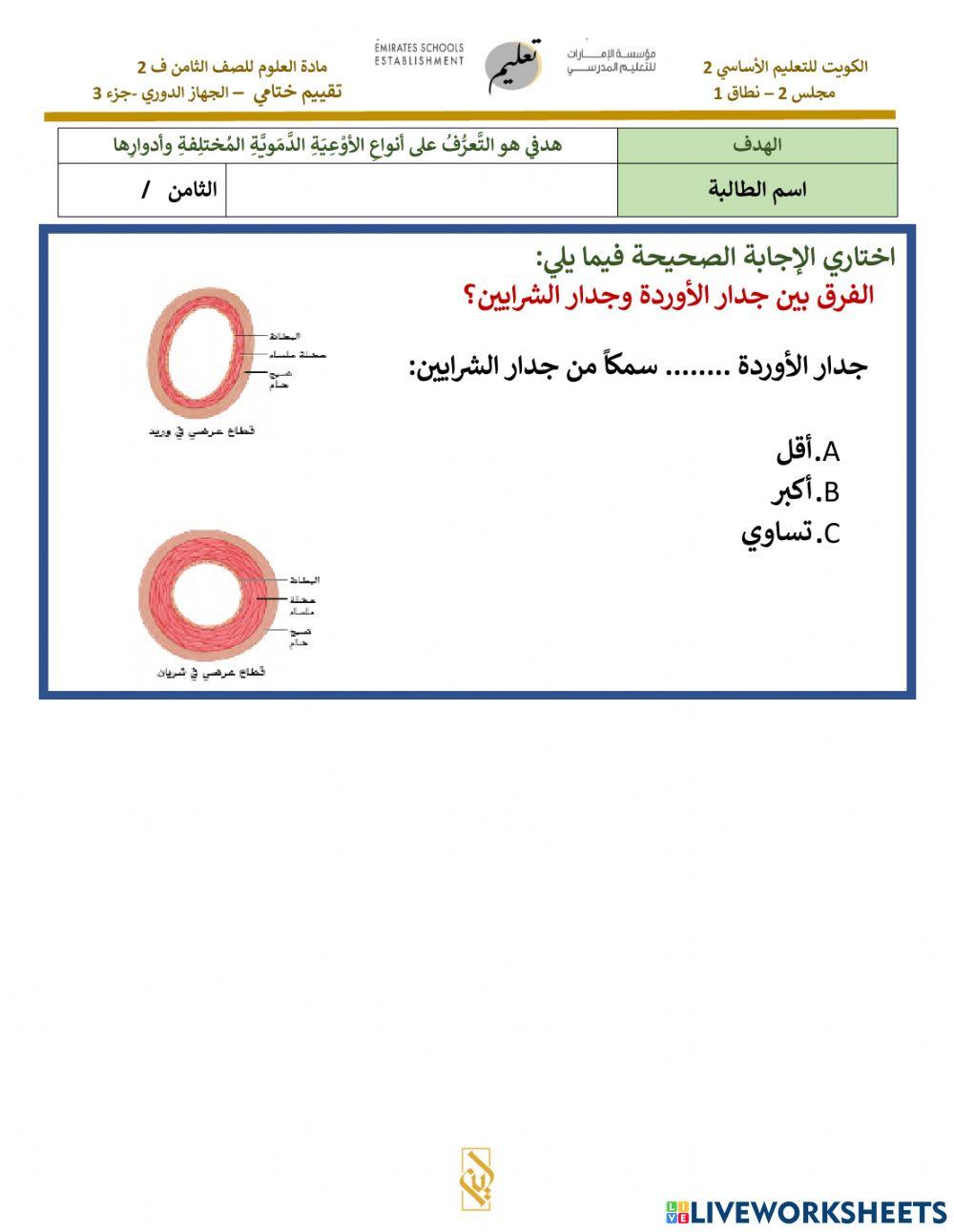 انواع الاوعية الدموية الجزء 3