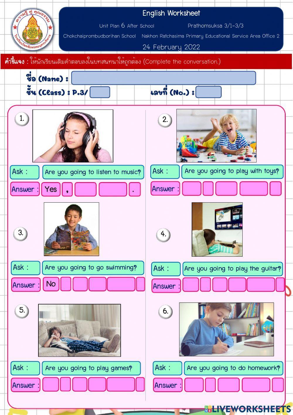 Are you going to...? Yes, I am - No, I am not.