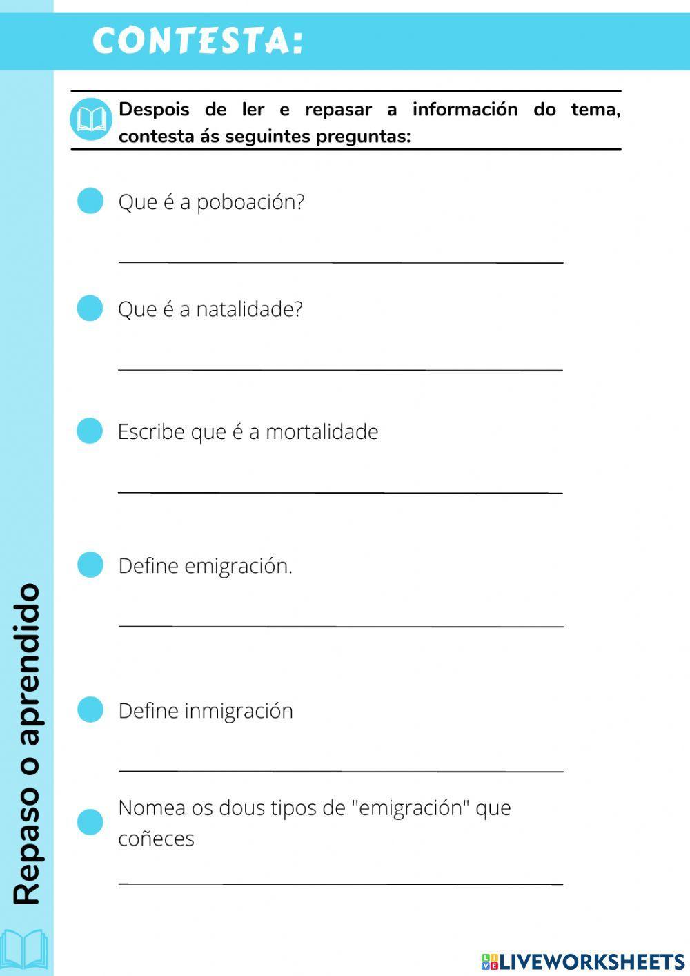 A poboación en España e Galicia A poboación en España e Galicia
