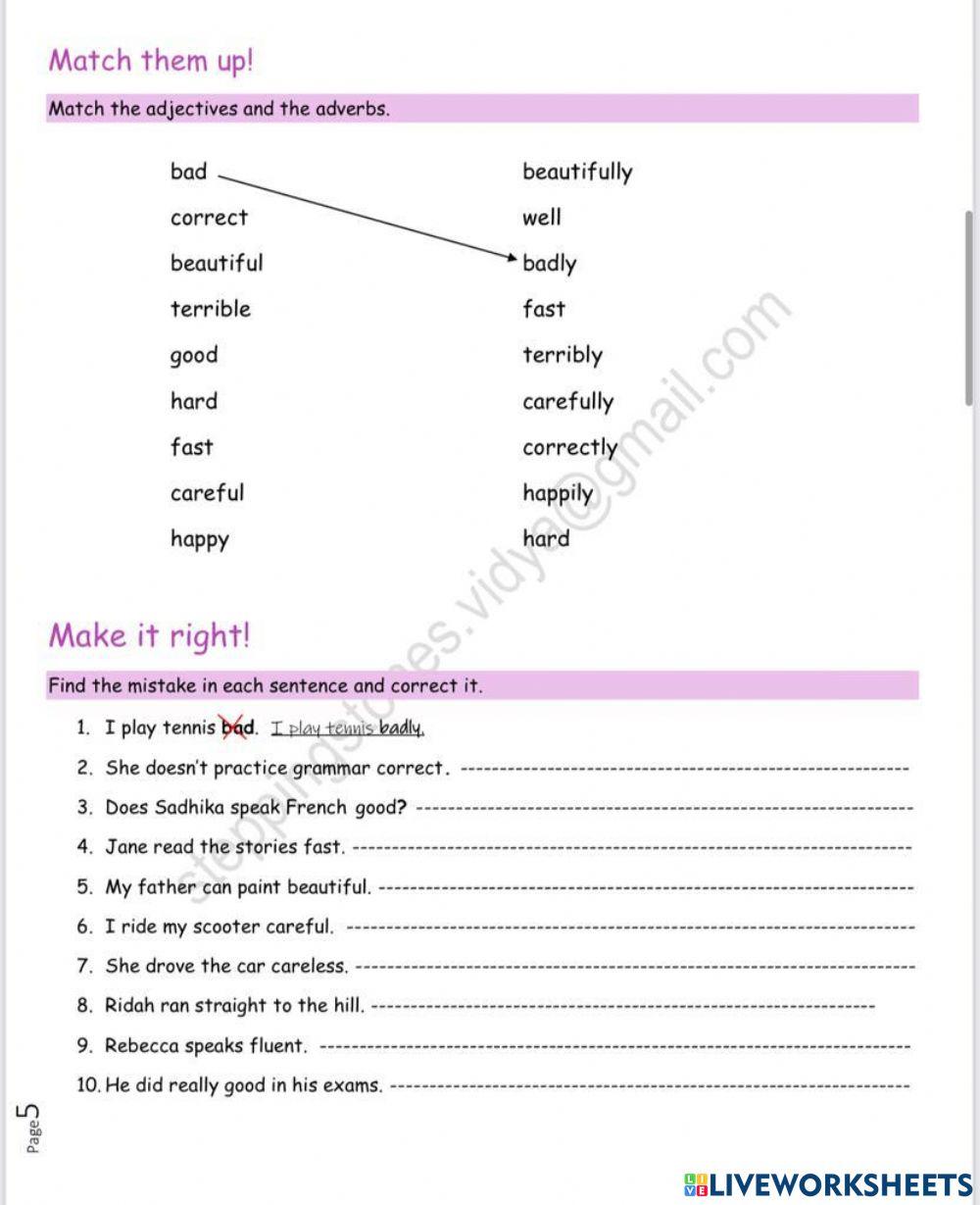 Adverb and adjectives