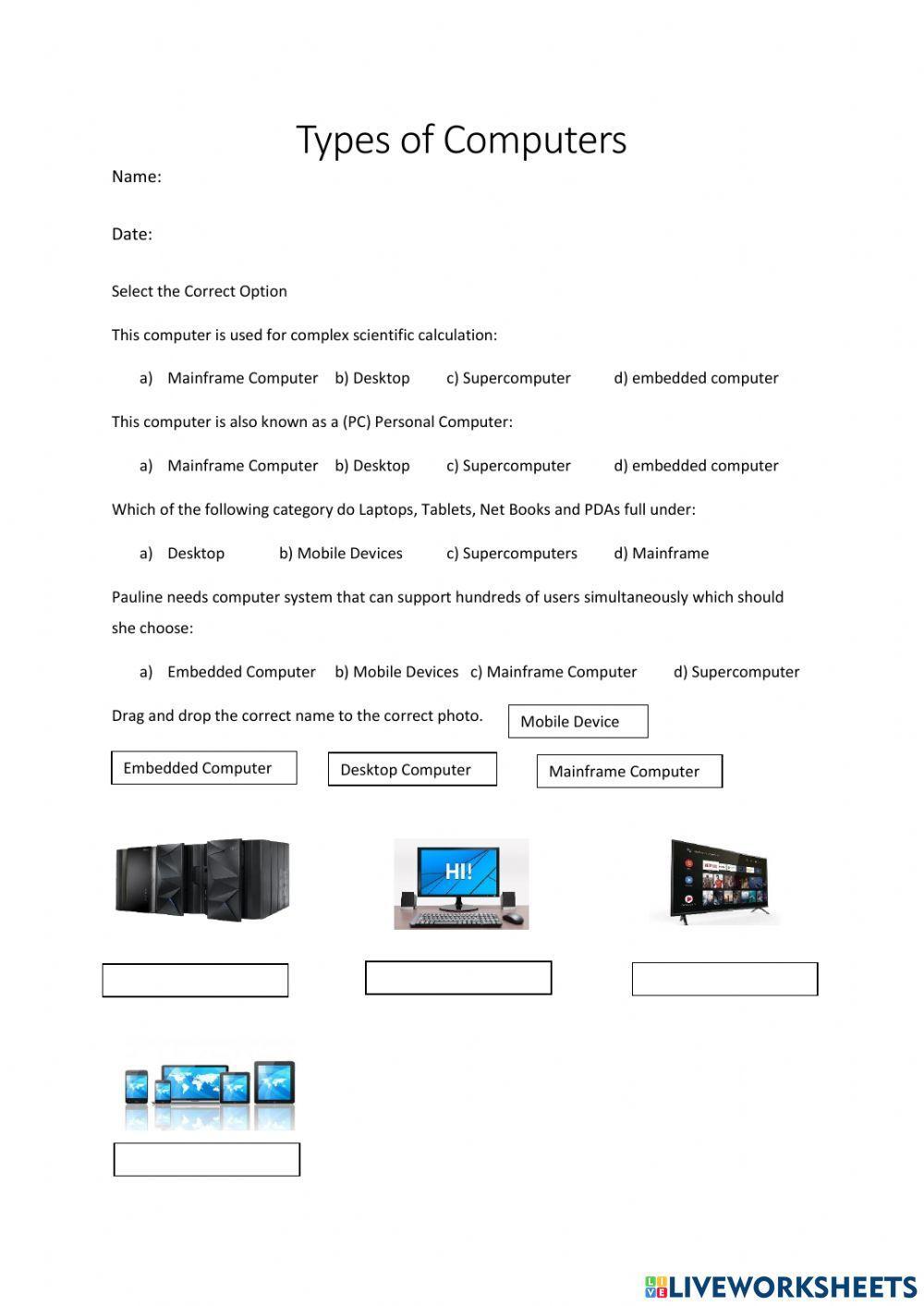 Types of Computers interactive activity | Live Worksheets