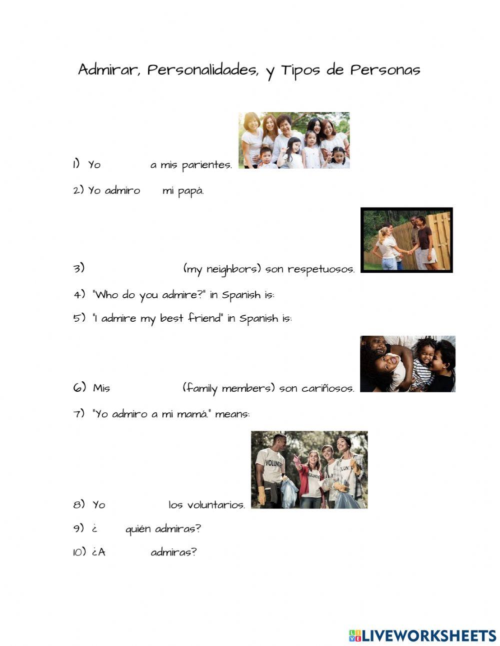 Admirar + Personalidades