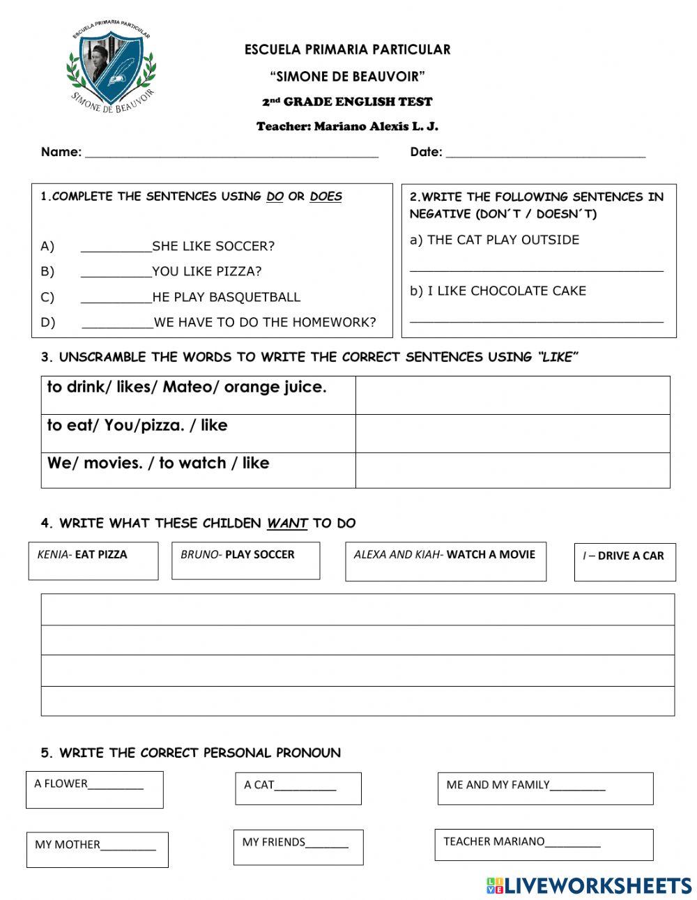 February english test 2nd