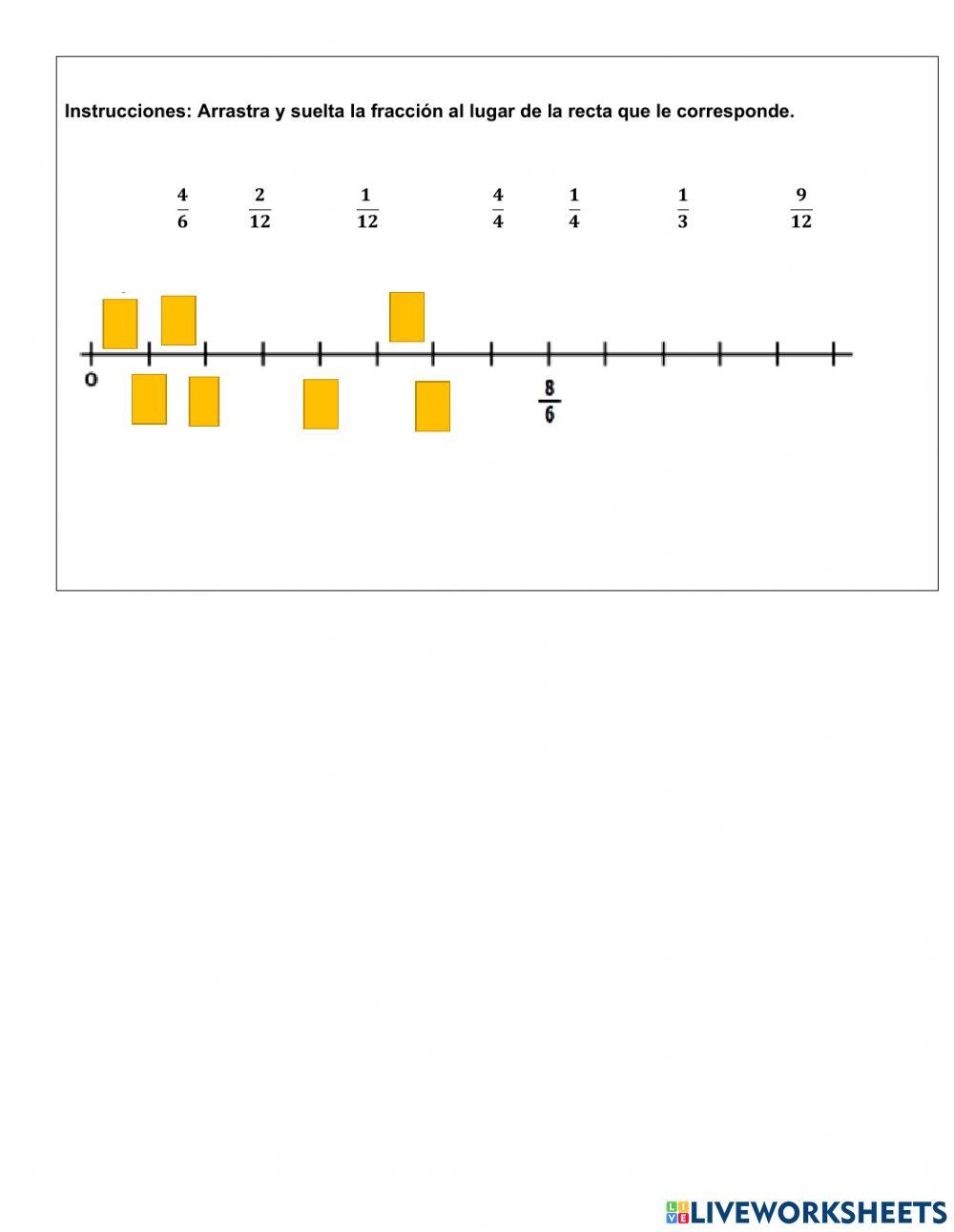 Ubicar fracciones en la recta