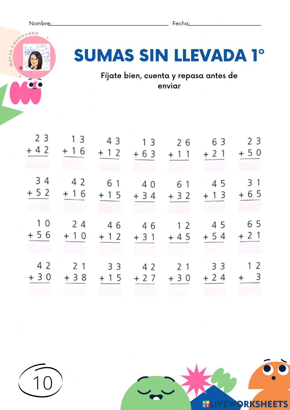 Sumas sin llevada 10