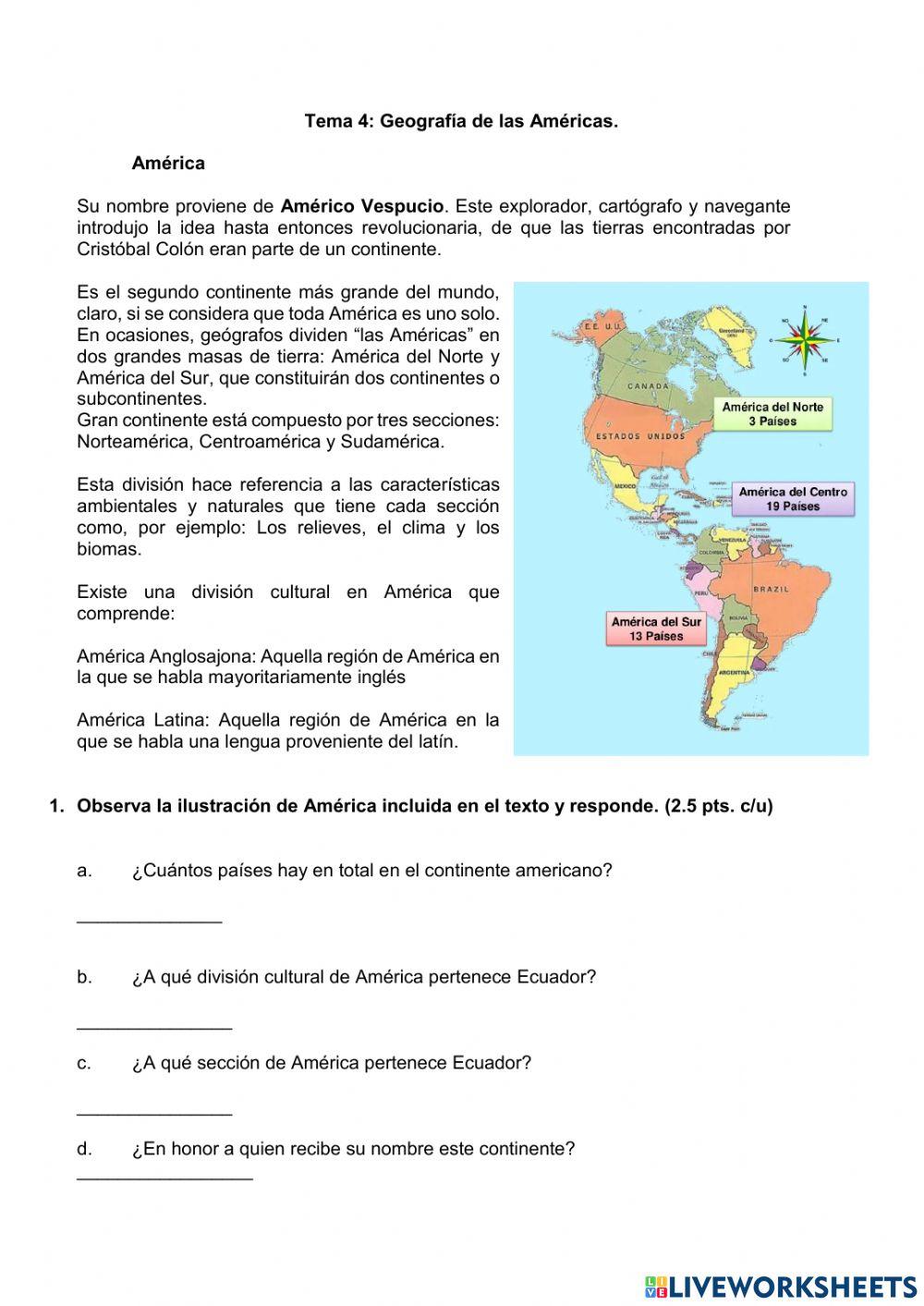 Tema 4: Geografía de las Américas.