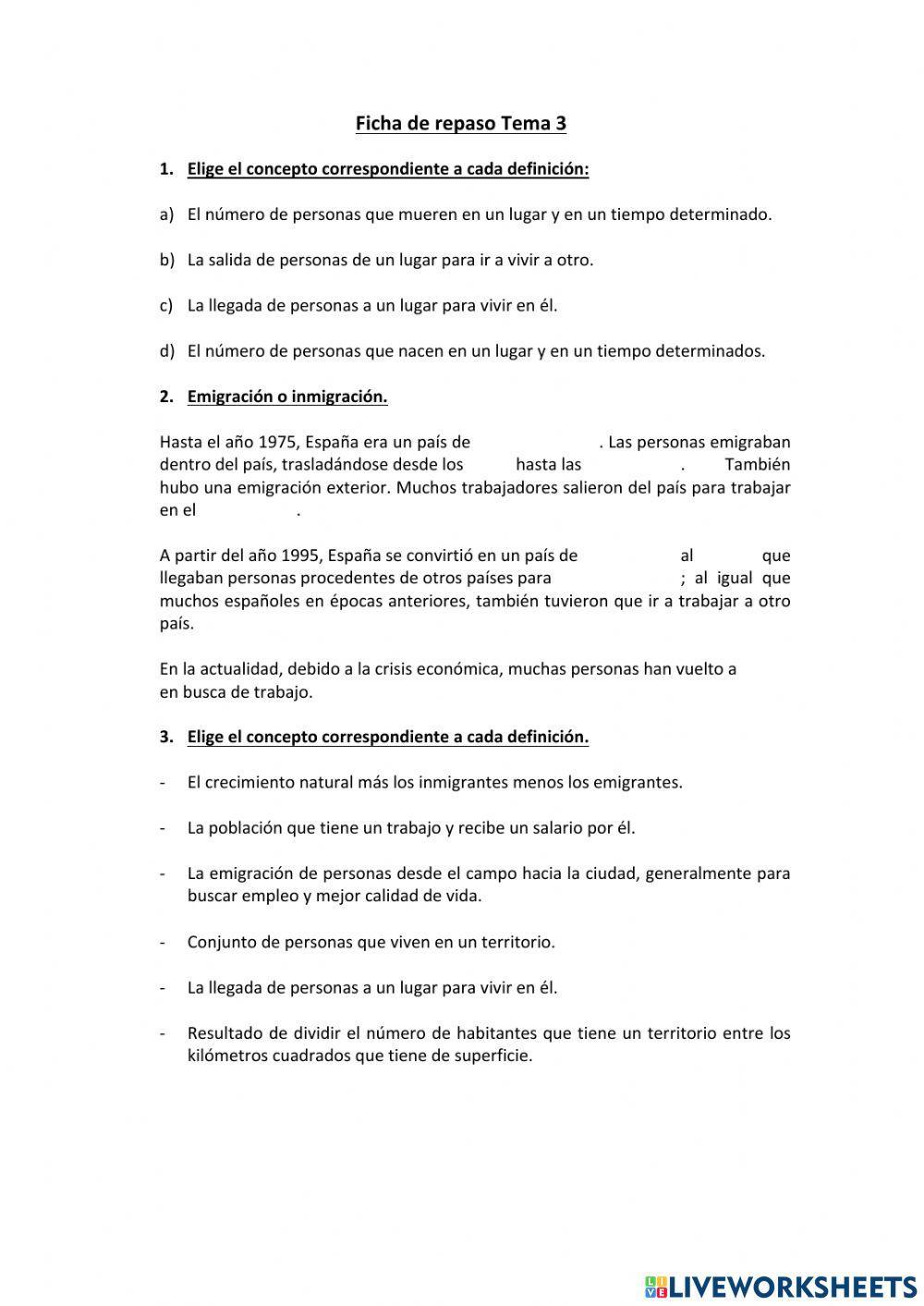 Ficha de repaso Tema 3 Sociales 5º