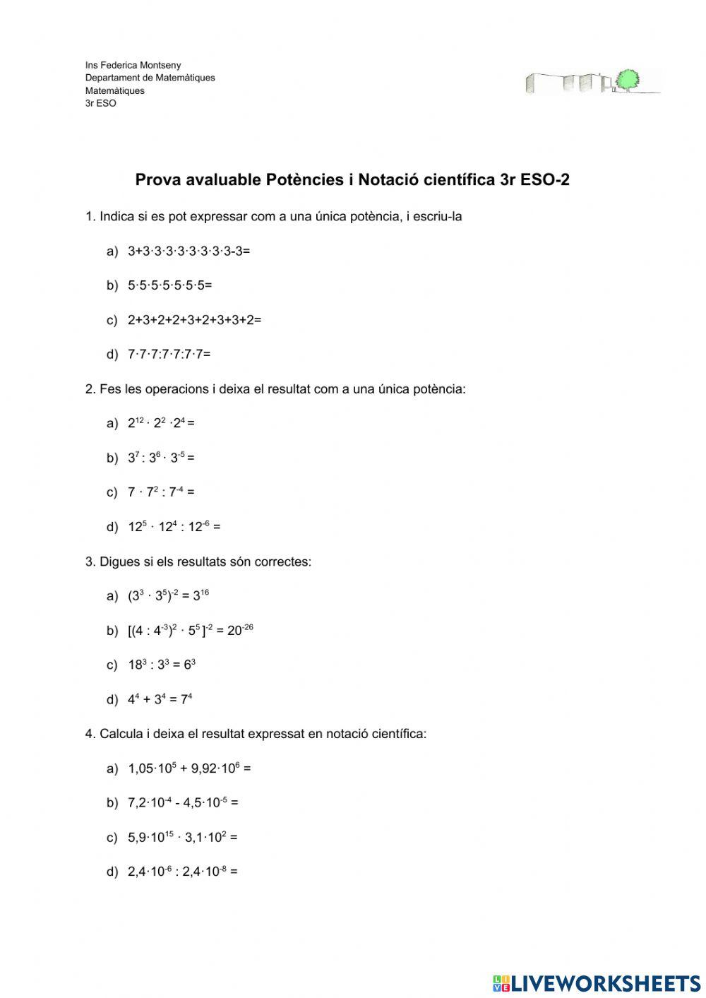 Prova de potències i notació científica
