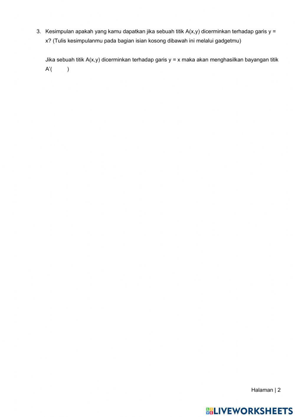 Pencerminan Titik Terhadap Garis y - x