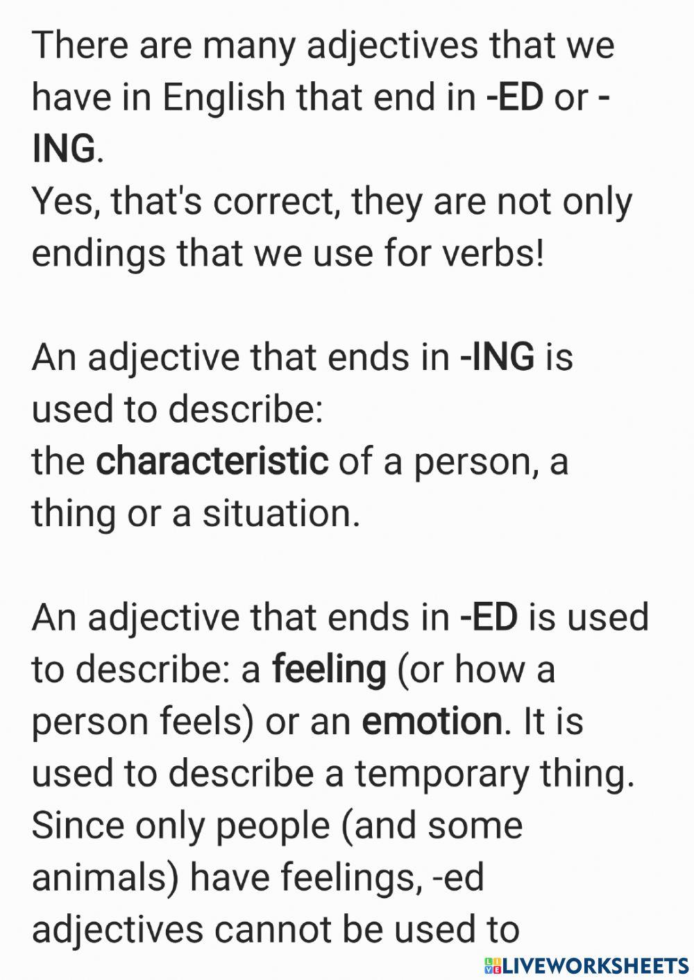 Ed or ind adjectives