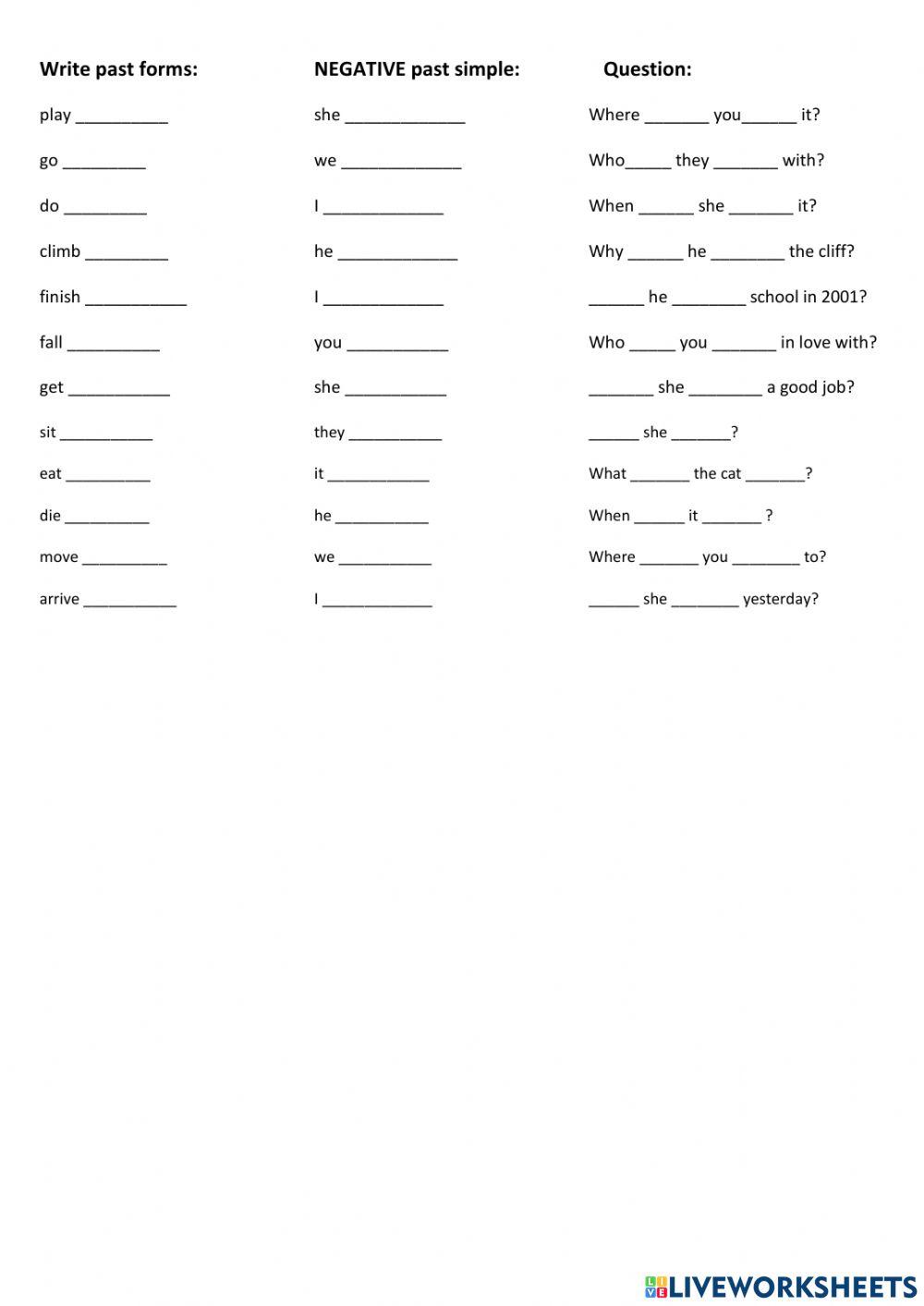 Past simple, Family members, Life stages