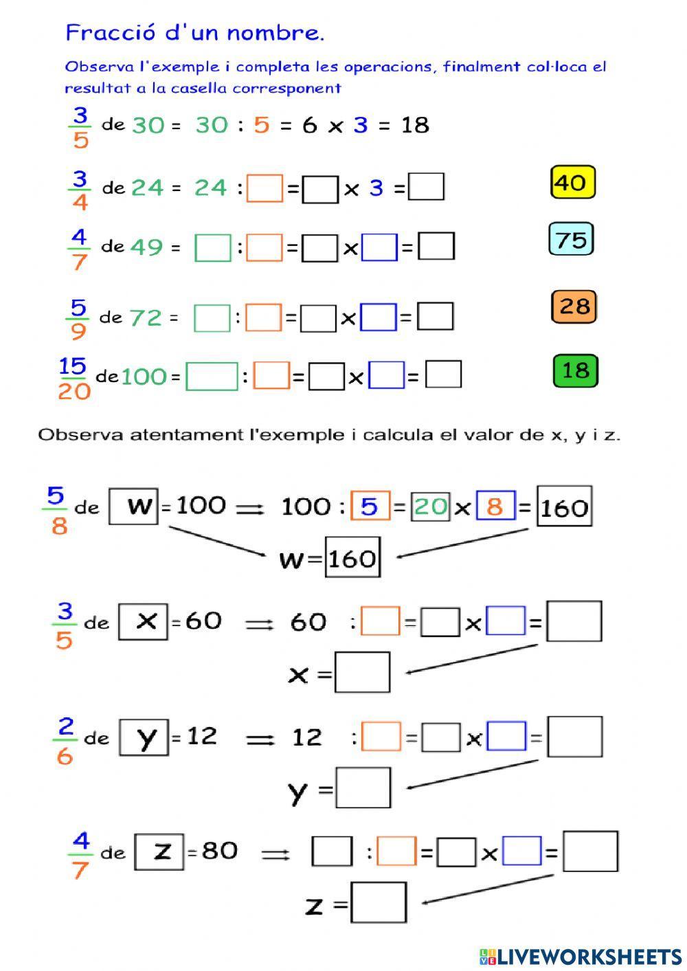 Operacions i problemes de fraccions