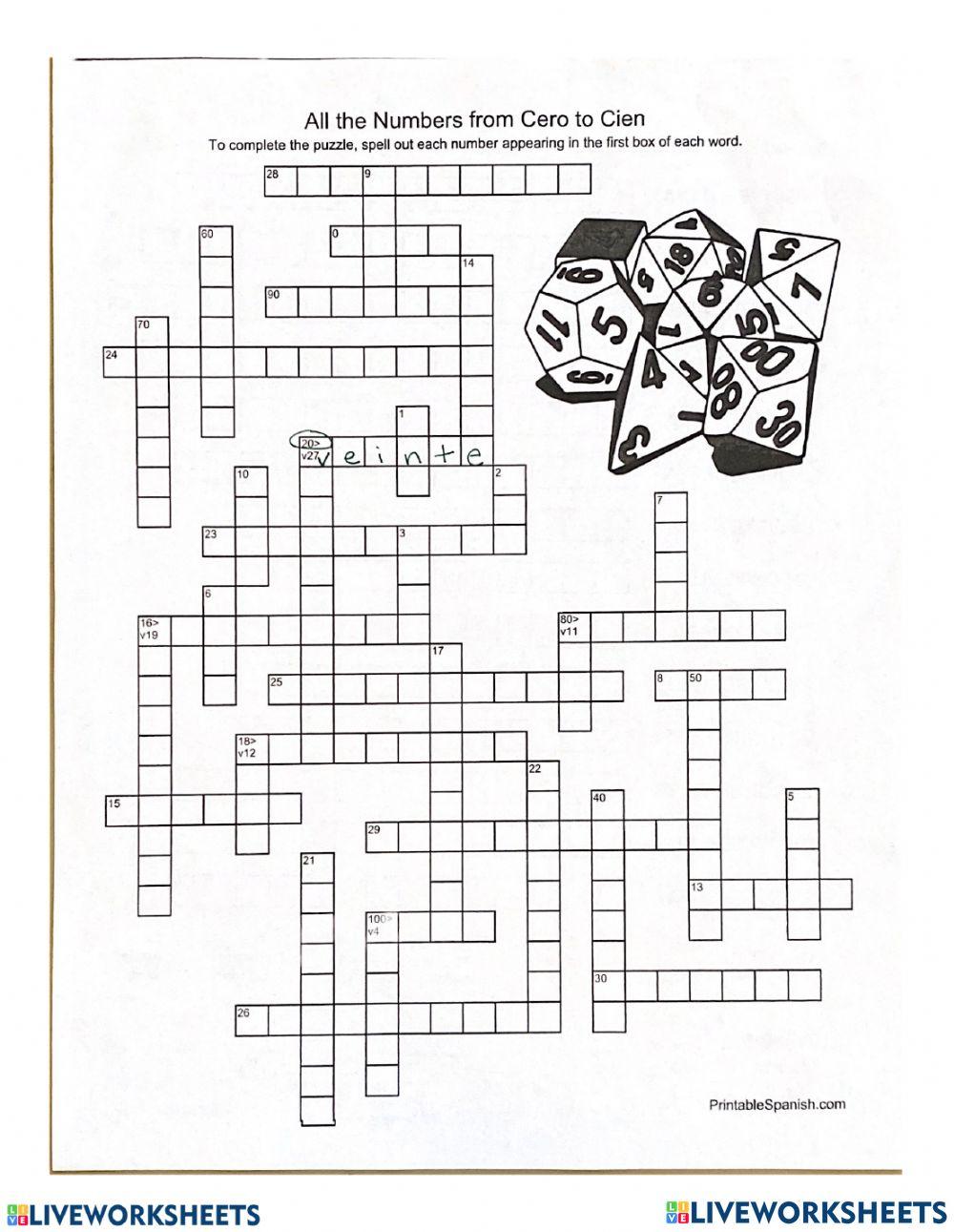 Los números 0 al 100