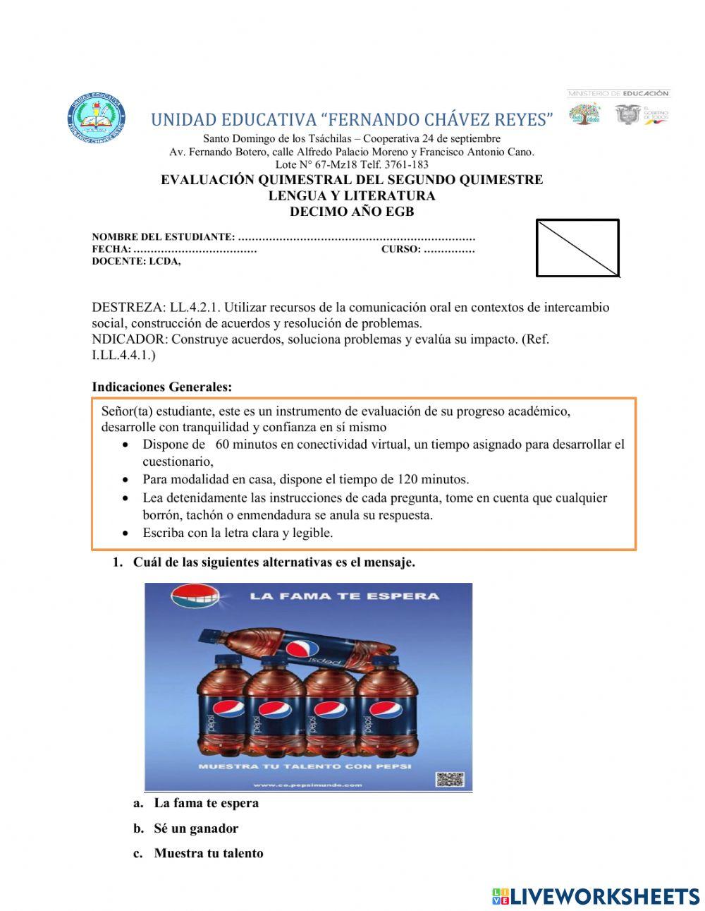 Evaluación quimestral