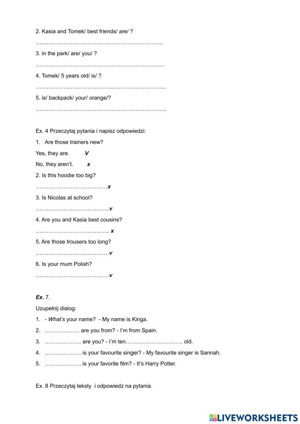 English Class A1 unit 2