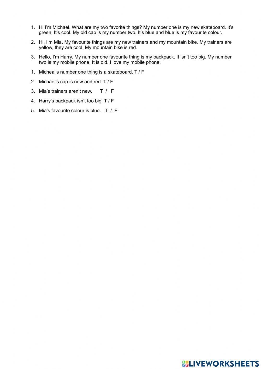 English Class A1 unit 2