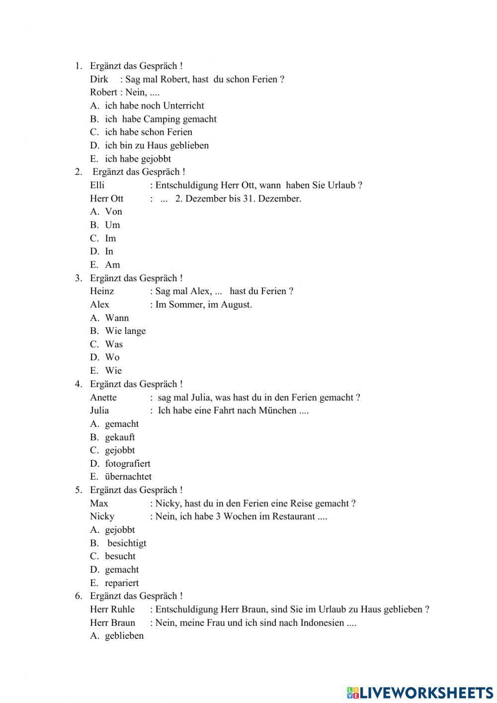 Reise und Partizip 2