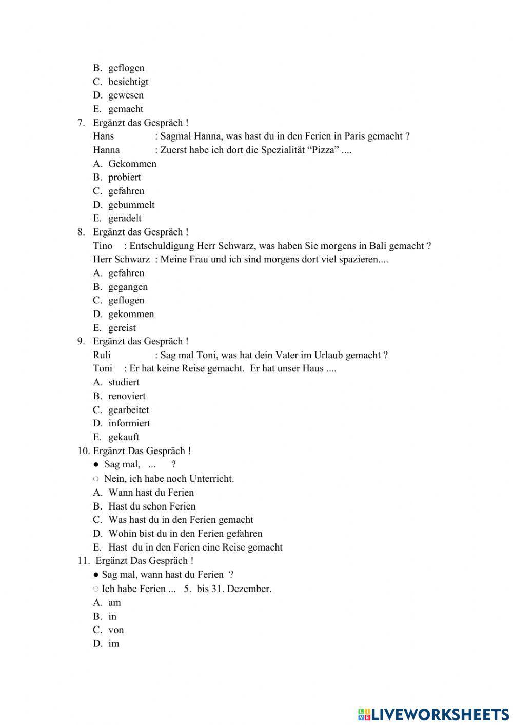 Reise und Partizip 2