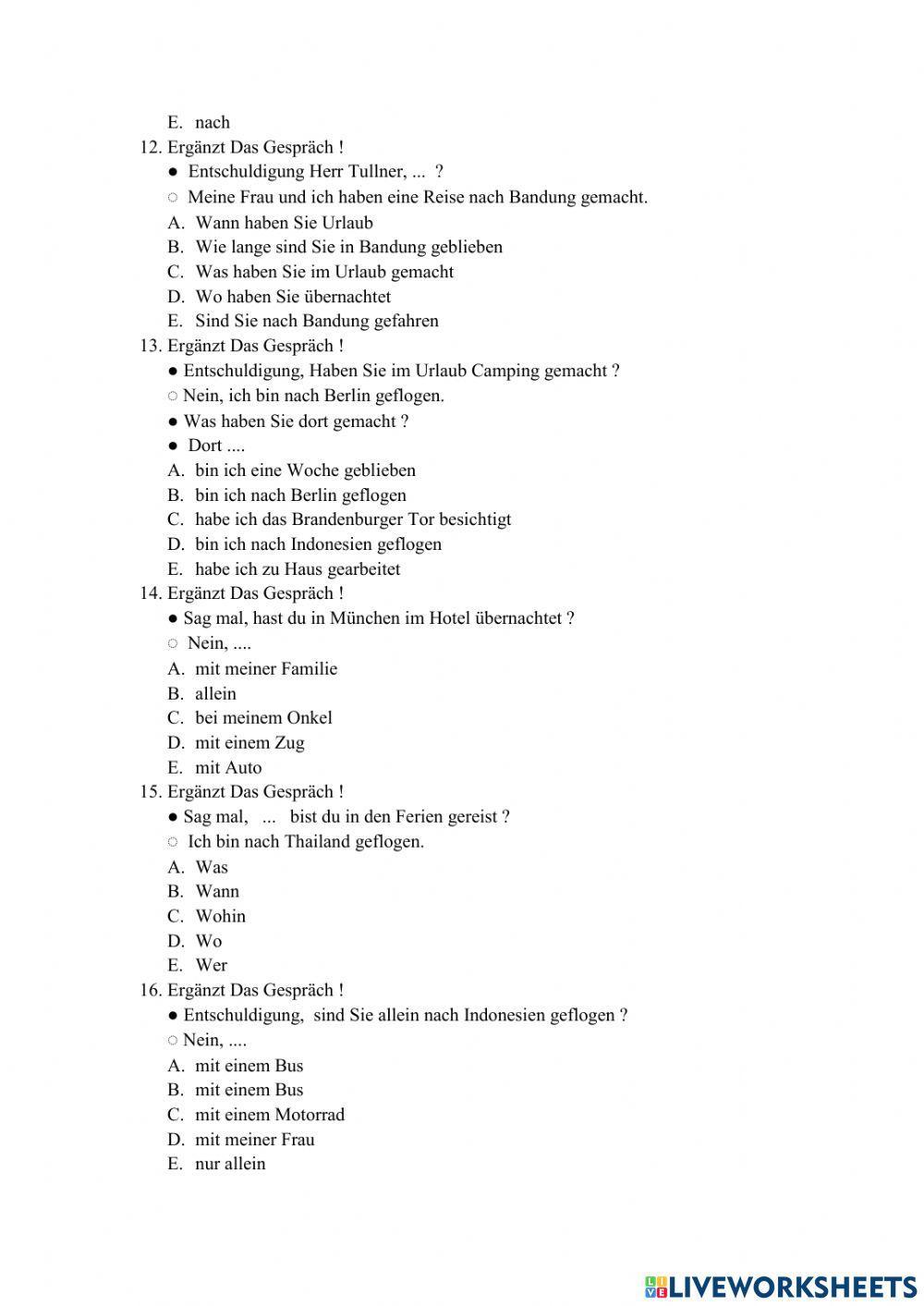 Reise und Partizip 2