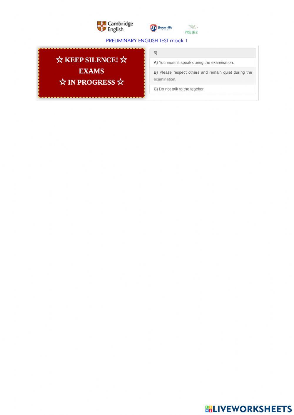 Preliminary reading practice