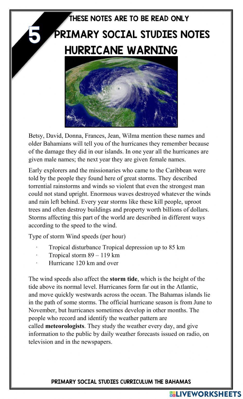 Hurricane warning Hurricane warning