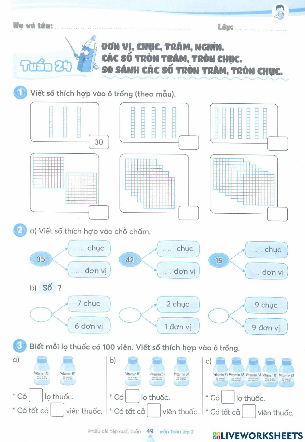 Đơn vị, chục, trăm, nghìn