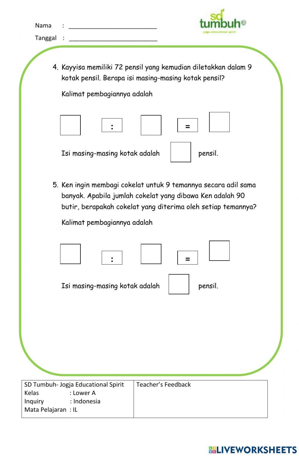 Integrated Learning-Soal Cerita Pembagian-A