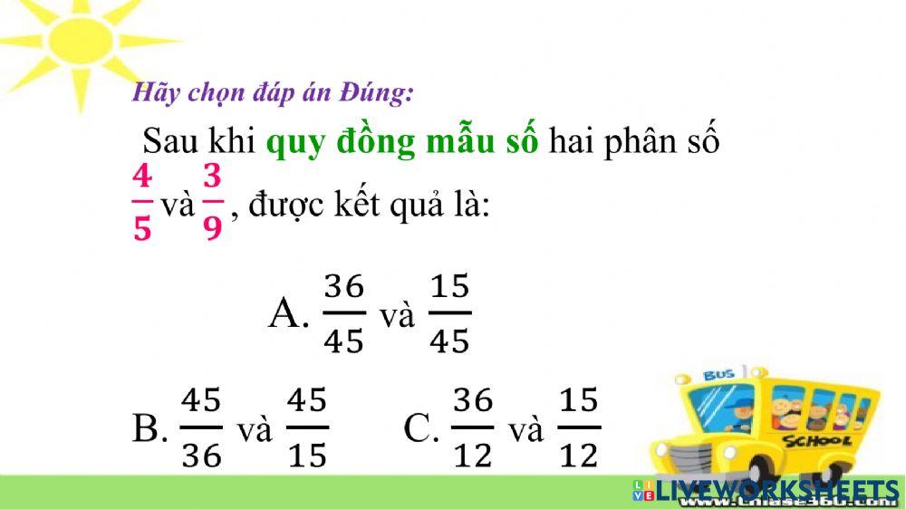 Quy đồng mẫu số