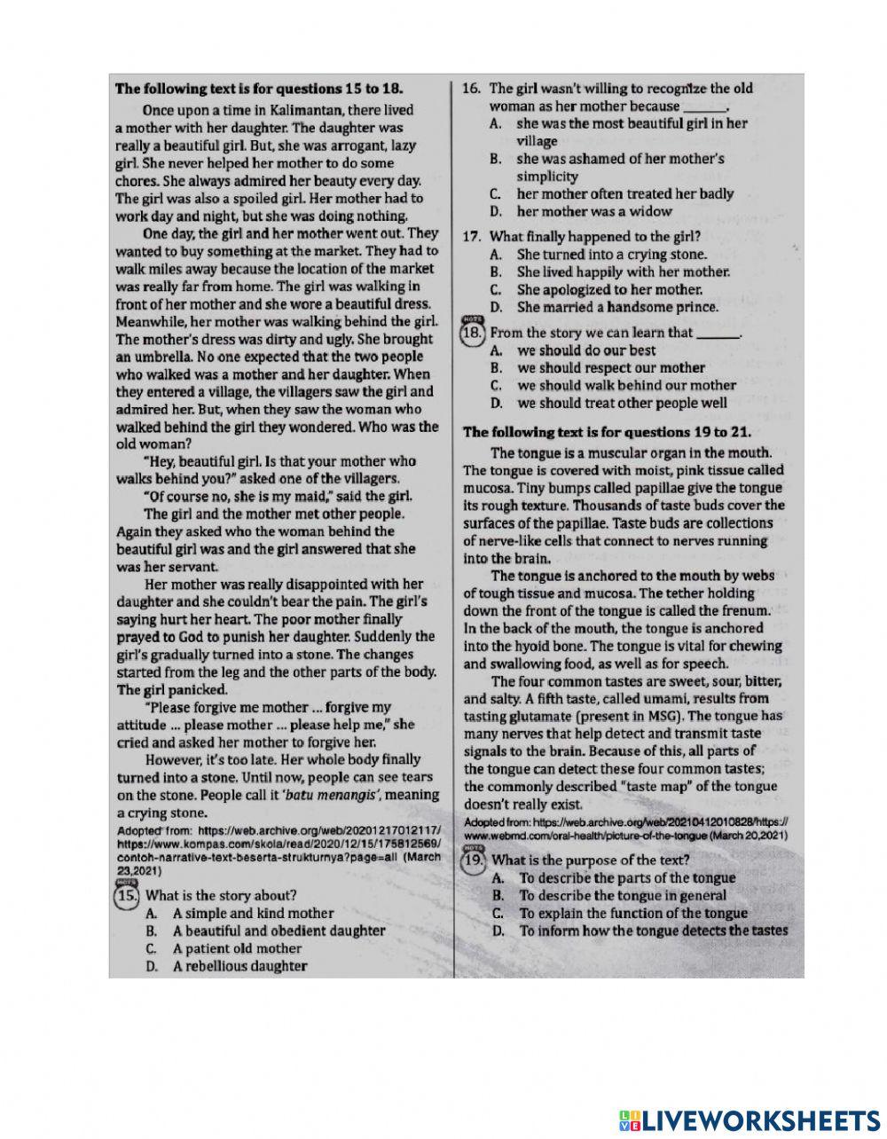 Mid Term Test 2 Bahasa Inggris 9B