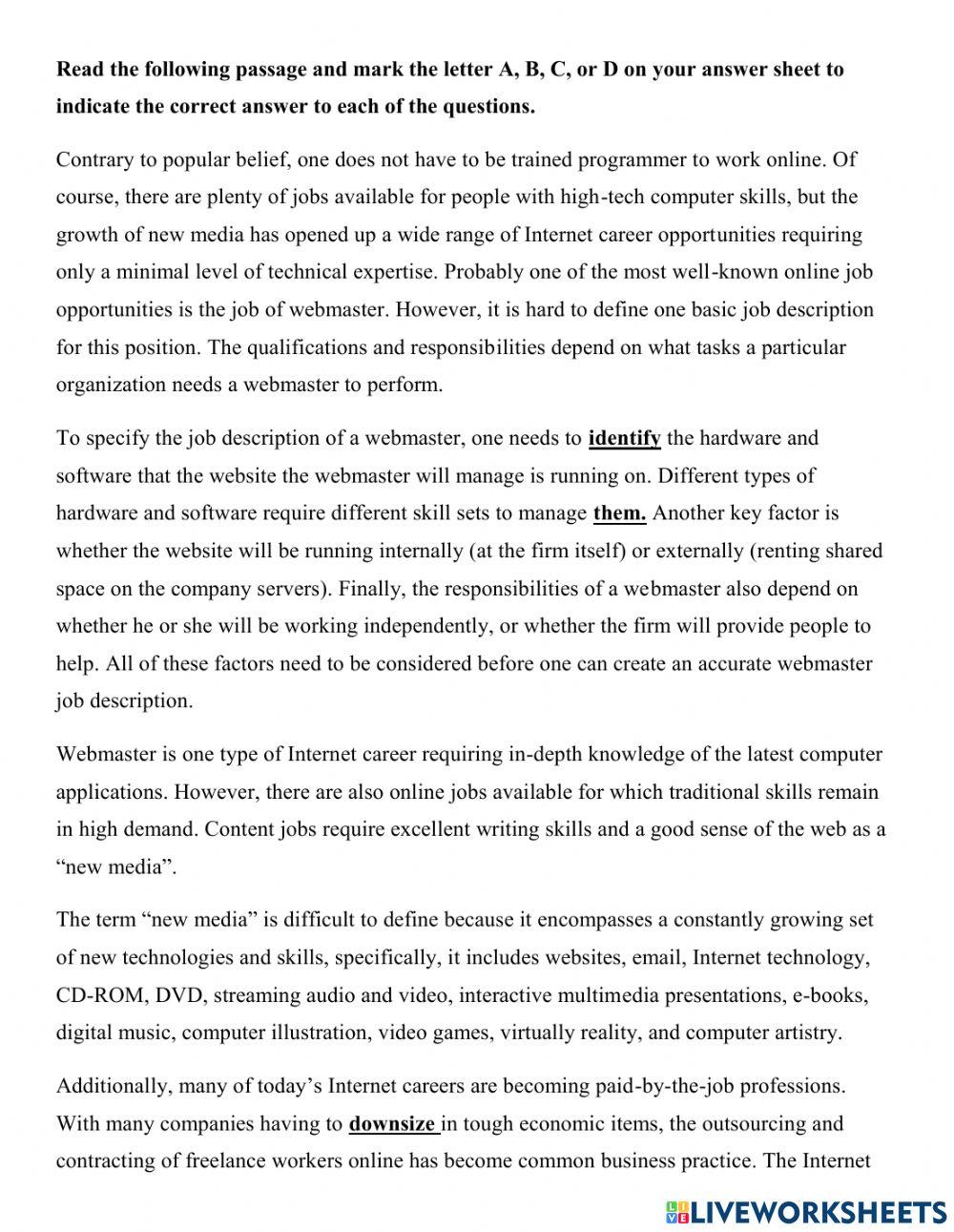 TỐT NGHIỆP THPT 2021 - Reading - Đề tham khảo 4