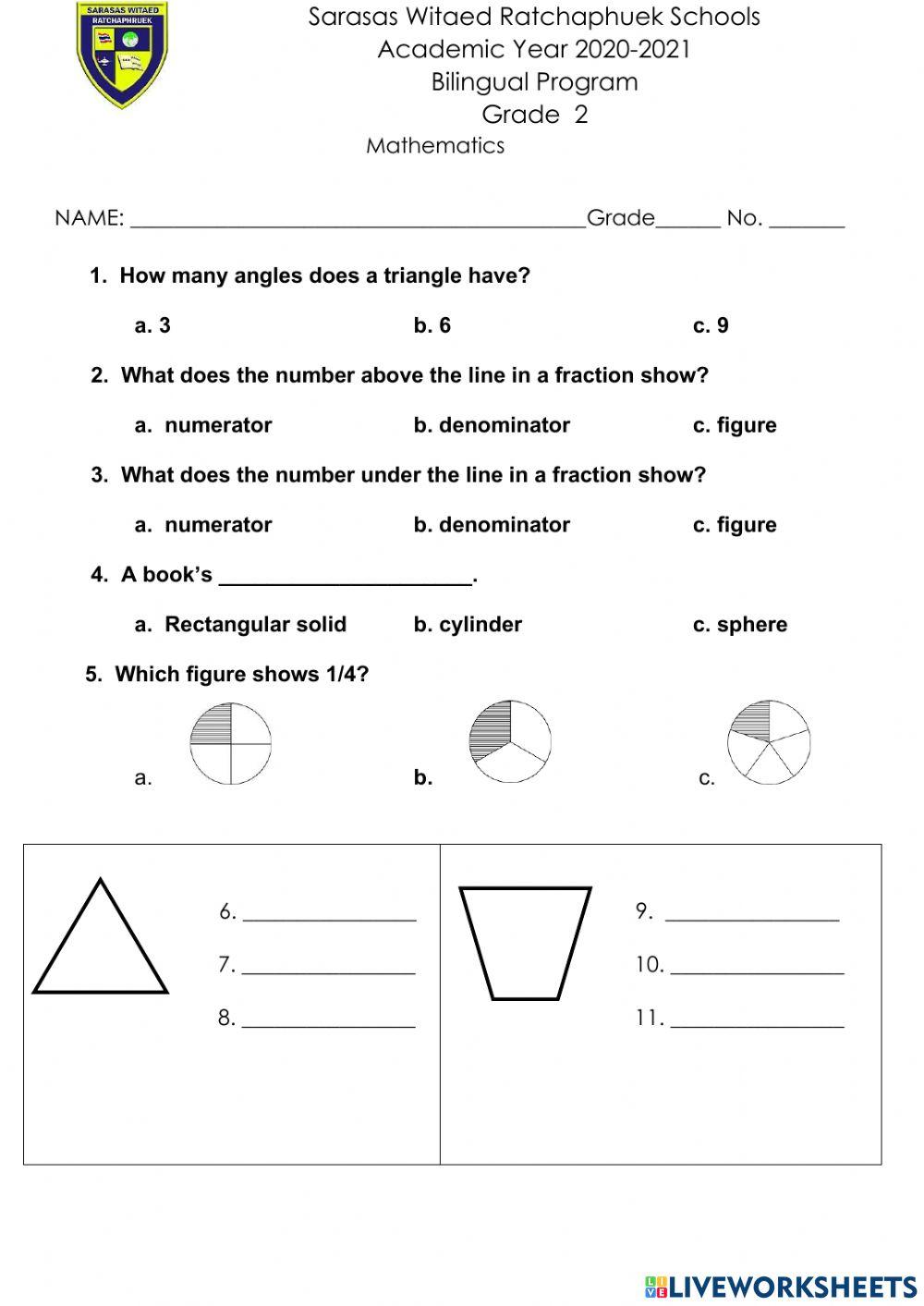PA TEST MATH TERM 2 3553672 | Edrian Dionesio | Live