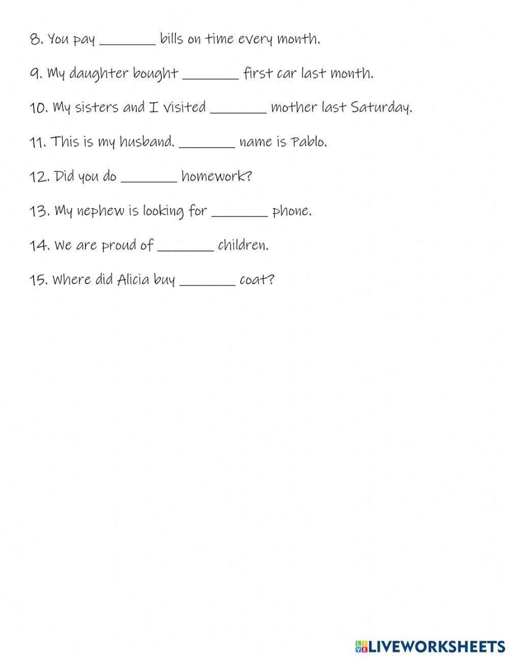 Possessive Adjectives