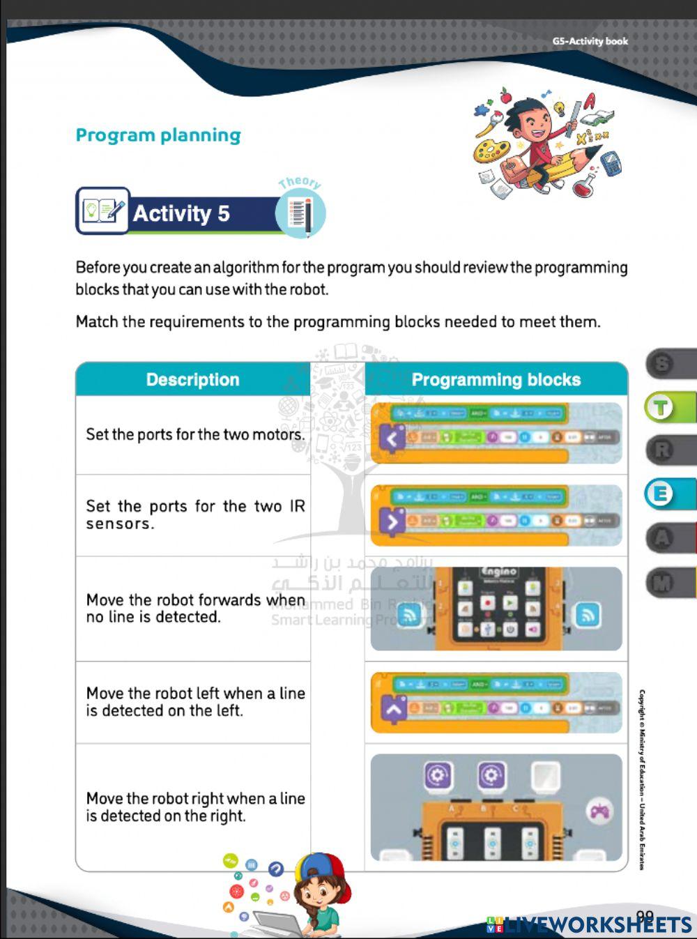 Grade 5: Program Planning worksheet | Live Worksheets