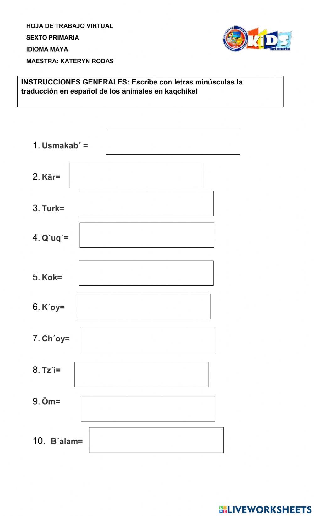 Animales en Kaqchikel