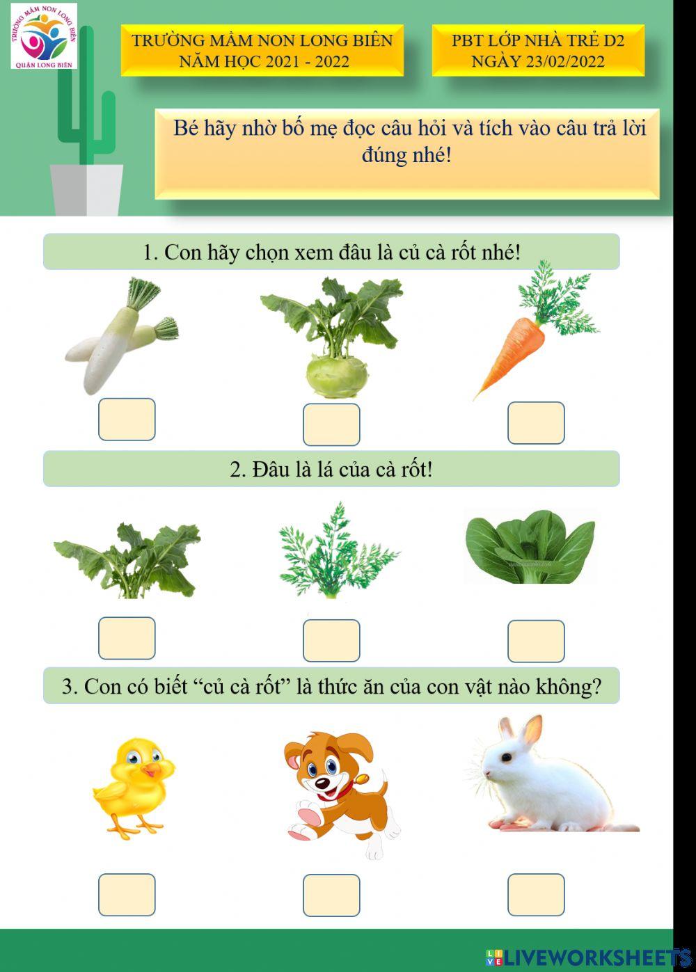 PBT trực tuyến lớp nhà trẻ D2 ngày 23-02-2022