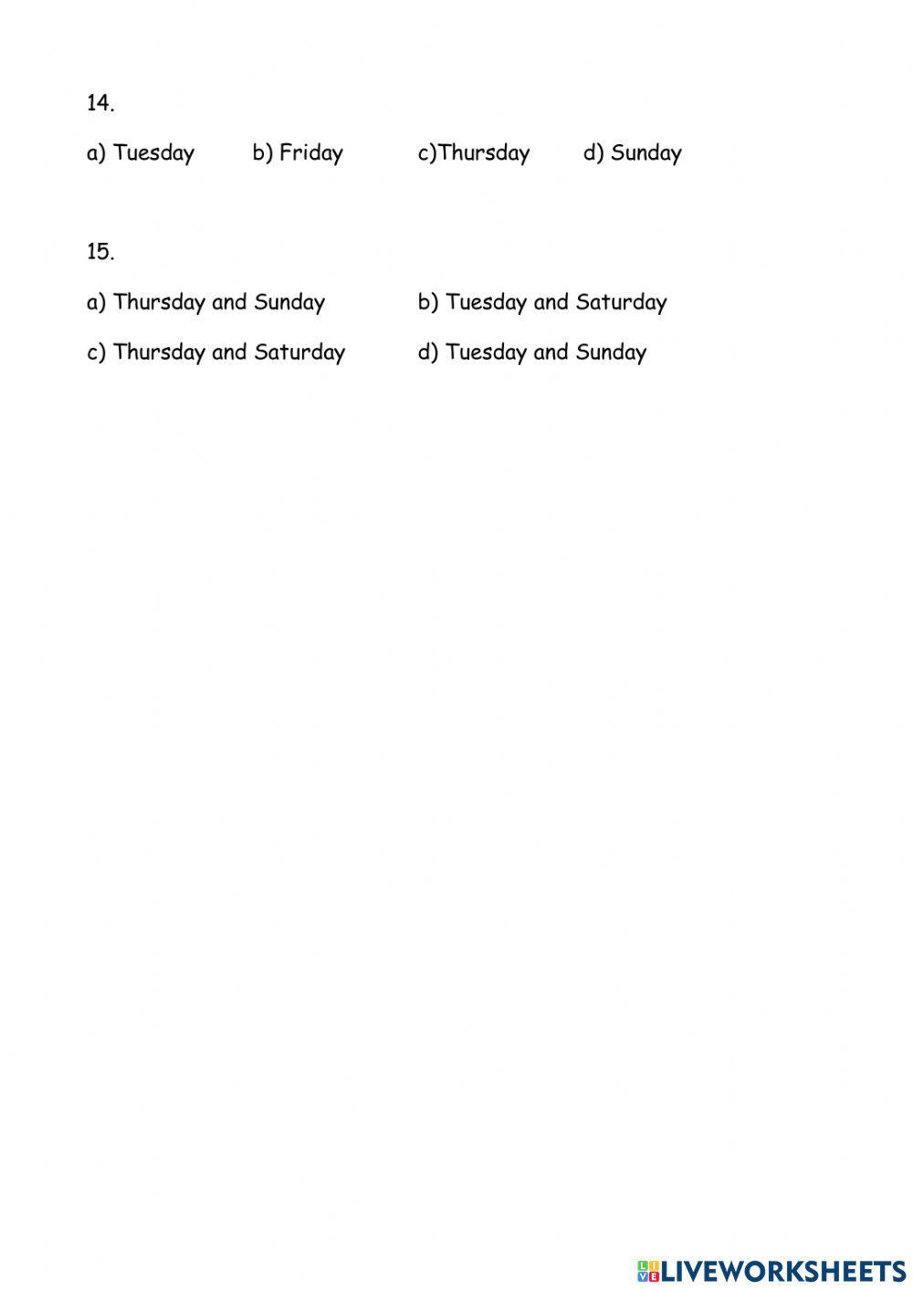 Listening for days of the week